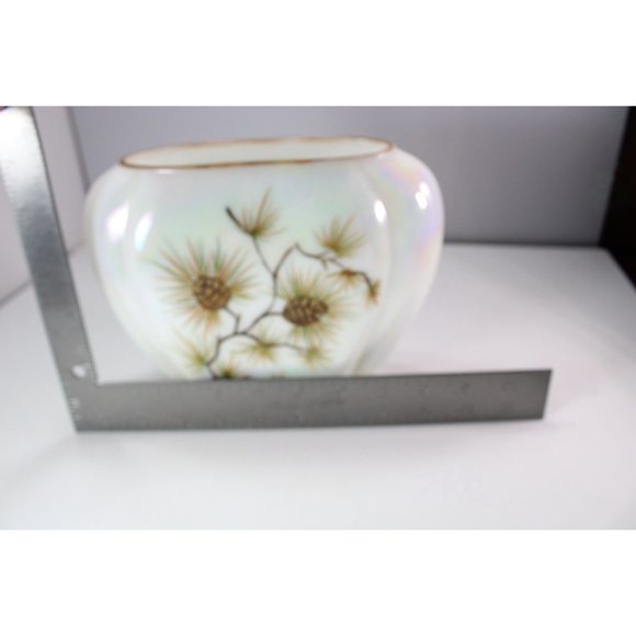 Consolidated Glass Pinecone Vase Con Cora Iridescent Hand Painted Vintage 89079 - Picture 2 of 7